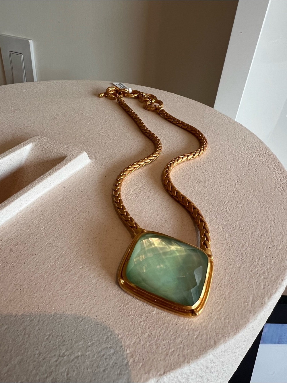 Julie Vos Gold-Tone Necklace with Green Opalescent Pendant- NWT - Picture 7 of 7